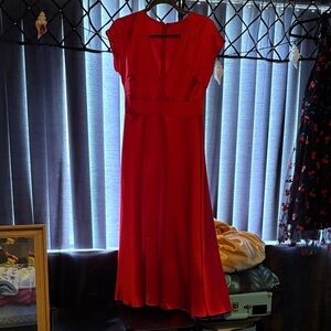 Chic Red Midi Dress for Women